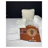 FUZZY WHITE PILLOW, NATIVE AMERICAN LOOK FLEECE