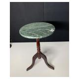 ROUND MARBLE TOP TABLE, 3-LEGGED 22.5" H X 14"
