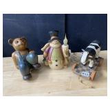 PULL TOY COW ONE EAR MISSING, LIGHT UP SNOWMAN