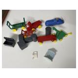 VINTAGE PLASTIC CAR, DOLLY, ETC.