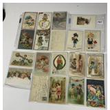 VINTAGE VALENTINE POSTCARDS GROUP OF 35