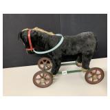 VINTAGE HORSE ON WHEELS , METAL FRAME, WHEEL