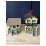 2 HOUSES WITH LIGHTS FOR TRAIN DISPLAY 11" H X