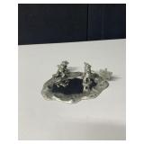 PEWTER FIGURES ICE SKATING WITH BEARS