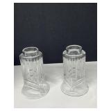 GRAY THICK PLANTER, CEMENT CHERUB, TWO HURRICANE