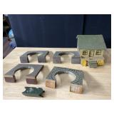 WOODEN HOUSE FOR TRAIN LAYOUT 7" H X 6" W X 11" D