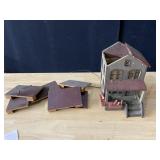WOODEN HOUSE FOR TRAIN LAYOUT 9" H X 6" W X 8" D