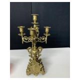 ORNATE BRASS CANDLE HOLDER, HEAVY, 18" H