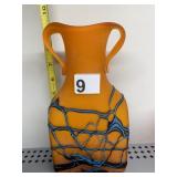 CONTEMPORARY AZERBAIJAN BLOWN GLASS ORNGE BASE W/