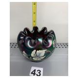 FENTON SIGNED VASE REGENCY PATTERN IRIDESCENT