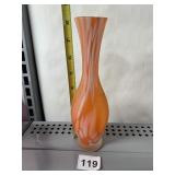 ORANGE AND WHITE CASE GLASS BUD VASE BELIEVE