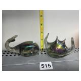 TWO ART GLASS PAPERWEIGHTS INCLUDING WHALE