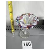 ART GLASS FLUTED PEDESTAL VASE