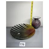 CASE ART GLASS VASE 4 1/2 INCHES HIGH, 8 INCH