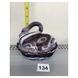 L. G. WRIGHT NESTING SWAN BASKET CARAMEL GLASS