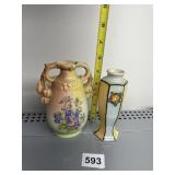 GOLD CASTLE HAND PAINTED VASE AND AUSTRIA VASE