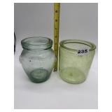 GREEN GLASS JARS
