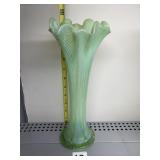 SWUNG NORTHWOOD GREEN OPALESCENT VASE