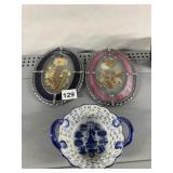 TWO STAINED GLASS PANELS WITH LEADED FRAME AND