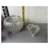 GLASS HEART ORNAMENT AND BOWL