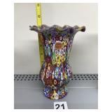 MORANO GLASS VASE WITH PAPER STICKER 7 INCHES