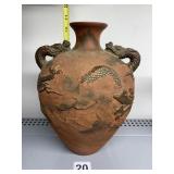 11" JAPANESE TOKONOMA TERRACOTTA REDWARE DRAGON