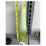 URANIUM GLASS  FENTON TOPAZ / VASELINE SWUNG VASE