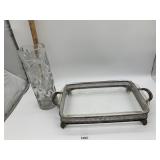 FIRE KING CASSEROLE, HEAVY ETCHED VASE, BASE
