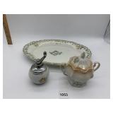 PLATTER JOHN EDWARDS 14" X 10.5", SUGAR BOWL,