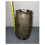 SALT GLAZED STONEWARE CROCK WITH COBALT BLUE