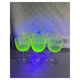 URANIUM GLASS WATER GOBLETS SET OF 6