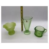 VASELINE GLASS ICE CREAM GLASS, CREAMER, BOTH