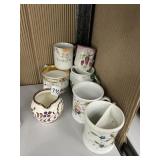 MUSTACHED CUP, MADE IN ENGLAND PITCHER, CUPS,