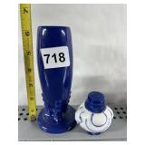 COBALT POTTERY VASE, SHAKER