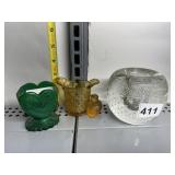 ANTIQUE MARIGOLD CARNIVAL GLASS BASKET DUGAN