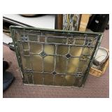 ASTAINED GLASS LEADED WINDOW 25 1/2 INCHES WIDE BY