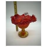AMBERINA HOBNAIL FOOTED COMPOTE