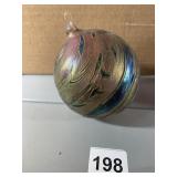 TWO LARGE BLOOM GLASS ORNAMENTS