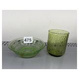 URANIUM VINTAGE BOWL , GREEN GLASS