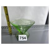 URANIUM GLASS FOOTED PEDESTAL DISH