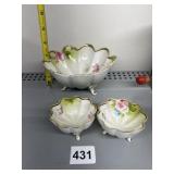 NIPPON FOOTED BOWL AND 2 SMALL BOWLS
