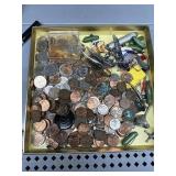 ASSORTED CURRENCY, HEINZ PICKLES ETC.