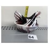 HEISEY PURPLE AND WHITE SLAG GLASS HEN ON A NEST