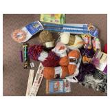 VARIOUS SKEINS OF YARNS, ZIPPERS, KNIFTY KNITTER,