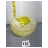 CASED GLASS HAND MADE VASE YELLOW AND WHTIE