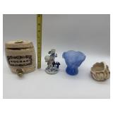 WADE POTTERY COGNAC DECANTER, LENOX ART GLASS