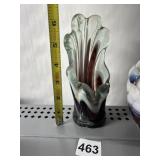 MURANO STYLE GLASS VASE WITH TRY SPIKED RUFFLE