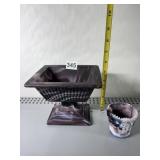 IMPERIAL TOOTHPICK HOLDER AND FOOTED SQUARE VASE