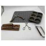 LETTER OPENER, SCISSORS, MUFFIN TIN, ETC.