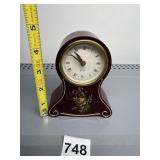 GERMAN MADE WIND UP SHELF CLOCK WITH FLOWERS ON